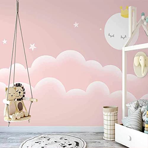 Papier peint photo effet 3D nuages roses poster mural XXL amovible