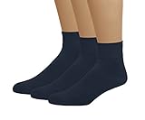 EMEM Apparel Men's Big and Tall Knig Size Diabetic Circulatory Non-Binding Loose Top Casual Ankle Quarter Low Cut Cotton Seamless Toe Hosiery Socks 3-Pack Navy X-Large