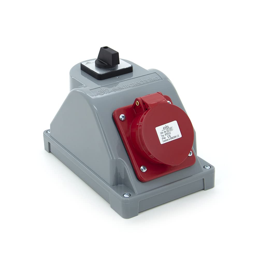 ELS Elektrotechnika Distributore da parete con interruttore 0-1 e Schuko 1 x 230 V + 1 x prese CEE 16 A, cablato, pronto per il collegamento per garage, officina, fabbrica, ambienti umidi