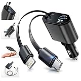 Carregador Veicular Turbo 120W 4 em 1 com Cabos Retráteis – USB, Tipo C e Lightning – Carregador Automotivo Universal Rápido para Smartphones, Tablets e Dispositivos Compatíveis Premium