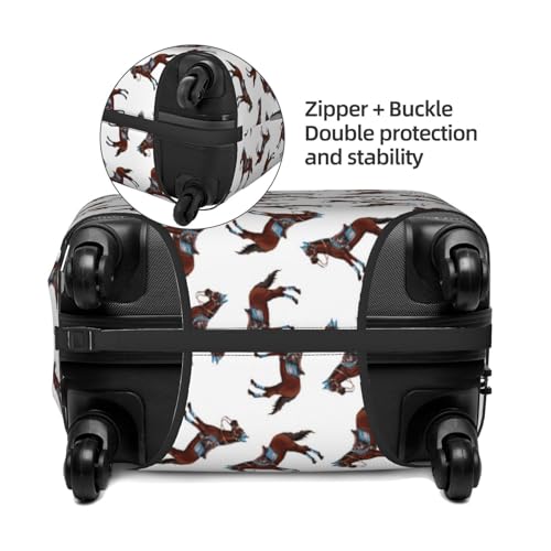 Classic Cool Horse Brown_A Luggage Cover Protector Anti-Scratch Washable Fits 18-32 Inch Luggage-Medium4