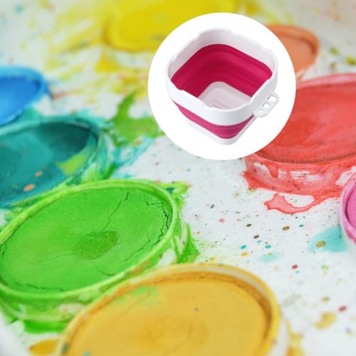 Image of ULTNICE Foldable Paint Brush Cleaner Bucket with Silicone Mixing Plate Portable Collapsible Artist Brush Washer for Beginners and Decorative Painting 4.92X3.93X3.14In