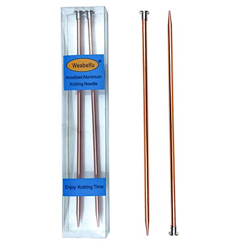 Weabetfu Aluminum Single Pointed Knitting Needles 4.5mm 10"
