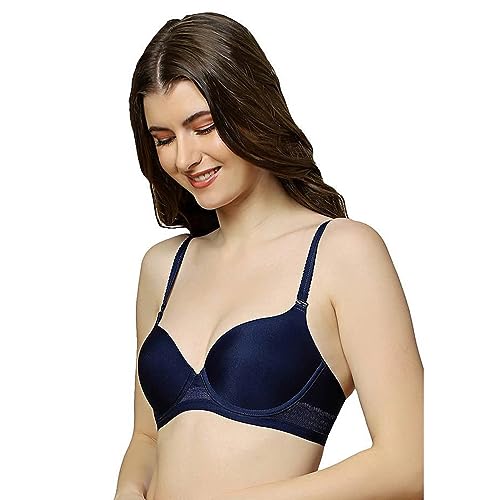 Image of Triumph International Women's Polyamide Wired Seamless T Shirt Bra (123I289 Navy Blue