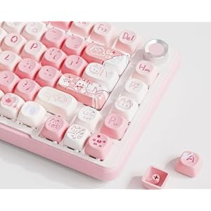 EWEADN MOA – Linda tecla de gato, 121 teclas personalizadas PBT de doble disparo para teclado mecánico, compatibilidad universal, teclas rosas para teclado 100%, 75%, 65%, 60% TKL