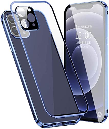 Coque iPhone 12 Pro magnétique en verre trempé bleu ciel