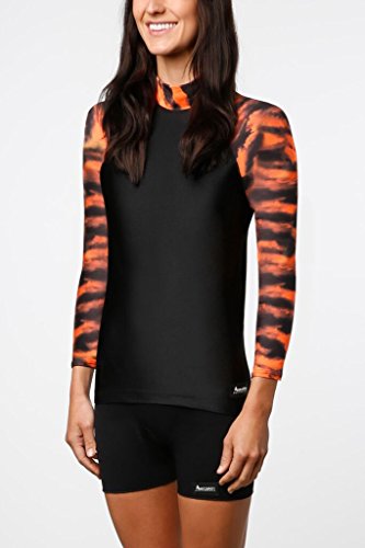 Aeroskin Unisex-adult Aeroskin Nylon Long Sleeve Rash Guard With Patterned Sleeves - SUNSET