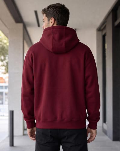Image of Nobero Heavy Duty Oversized Solid Hoodie for Men | Hoodies for Men | Oversized Fit | Solid Colour | Thick Fleece Fabric | Drawstring Hood