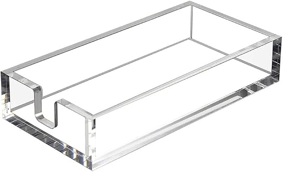 Acrylic Napkin Holder, Elegant Hand Towel Holder for Bathroom, Kitchen, Fits Various Sizes of Paper Hand Towels Sturdy Clear Acrylic Tray for Restaurants Hotels Parties and Weddings