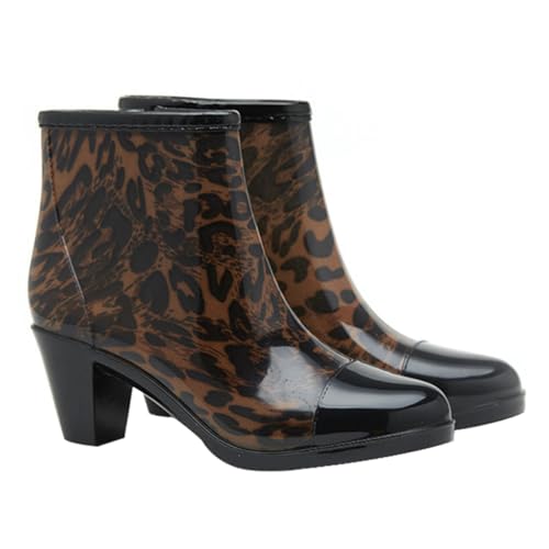 Bottines mode imperméables PVC à talons hauts et finitions soignées