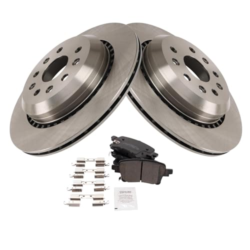 Image of TRQ Rear Brake Pad and Rotor Set Ceramic Compatible with 2020-2023 Jeep Gladiator 2021-2022 Wrangler