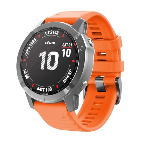 Image of ANCOOL Compatible with Fenix 6X /7X Band 26mm Quickfit Soft Silicone Watch Band Replacement for Fenix 5X /Fenix 8 51mm /Fenix 5X Plus /Fenix 3 /Fenix 6X Pro /Descent Descent MK2i Smartwatches (Orange)