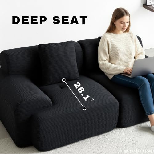Image of Loveseat Modular Sectional Sofa, Modern 2 Seat Couch with Deep Seat