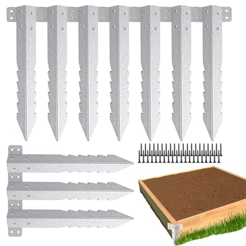 Celuicion Estaca de jardín, insertos para jardín, 10 x soportes para dormir de ferrocarril, alto rendimiento, valla dentada después de grapas, para jardín, jardín, parque infantil