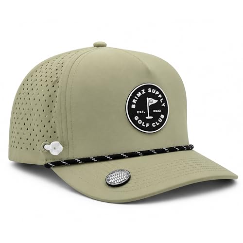 Image of BRIMZ Golf Performance Hat - Tee Holder & Magnetic Brim - Breathable Sweat & Water Resistant Golfing Snapback Cap
