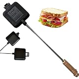 JDKC- Gaufrierc Sandwichs de Camping en Fonte, Grille-Pain, Poêle en Fonte, Pince à Charbon de Bois croque Monsieur