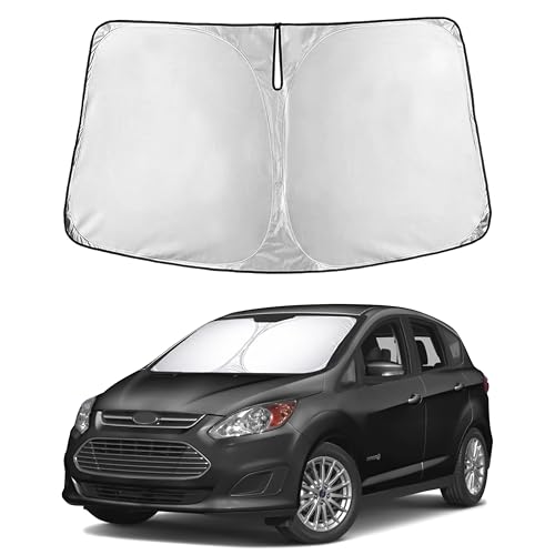 Image of EcoNour Windshield Sunshade for Ford C-Max 2013-2019 | Custom Fit Front Window Sun Shade | Blocks Harmful UV Rays & Reduces Heat | Foldable Sun Visor with Storage Pouch