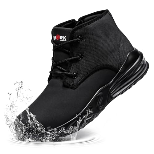 LARNMERN Botas Chukka Impermeables para Hombre con Cremallera de Amortiguación de Aire Botas Chelsea(Negro nuevo,10)
