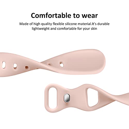 Image of Thin Slim Band Compatible with Apple Watch 38mm 40mm 41mm 42mm 44mm 45mm 46mm 49mm, Replacement Silicone Sport Strap for iWatch Series 11 /10 /9 /8 /7 /6 /5 /4 /3 /2 /1 Ultra SE Women Men, Pink Sand