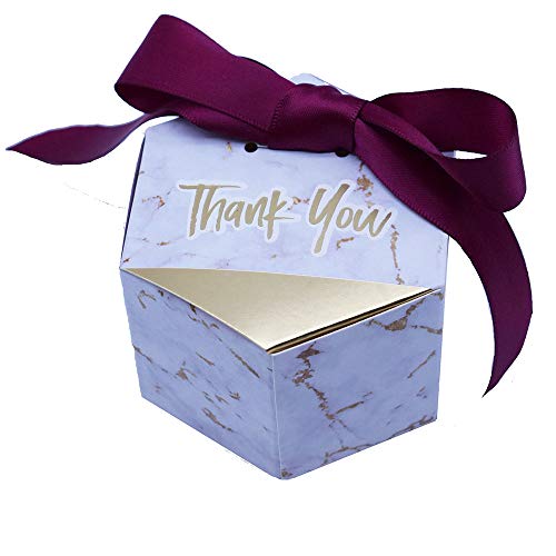 Creative Marble Wedding Candy Box Wedding Party Supplies Gift Boxes Baby Shower Favors Chocolate Packing Box Bag (Maroon, 50pcs)