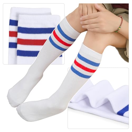 KAKU NANU Kids Toddler Soccer Socks Girls Boys Athletic Knee High Tube Socks, 2 Pack2
