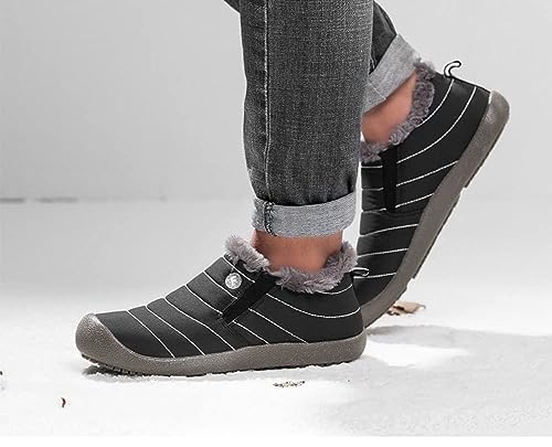 Image of Eagsouni Womens Mens Snow Boots Winter Slip On Shoes | Unisex Warm Fur Lined Slip-On House Shoes,Rubber Sole,Anti Slip,Water Resistant,Comfortable,Indoor Outdoor Daily Walking