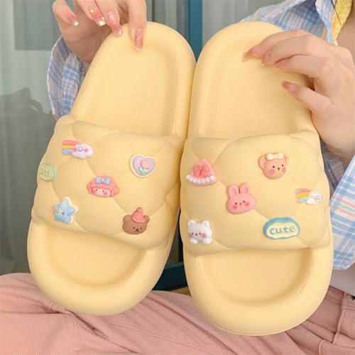 Cute Pillow Slippers for Women Sweet Pink Kawaii Thick Sandals Bathroom Open To Slides Non-Slip Shower Shoes2