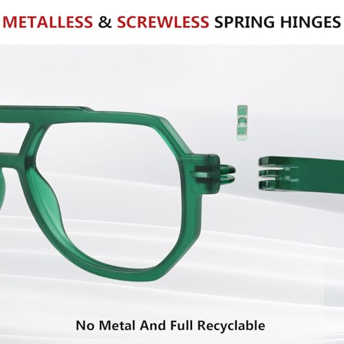 Image of Eyekepper Metalless Screwless Spring Hinge Reading Glasses for Women - 6 Pack Oversize Pilot Readers +3.75