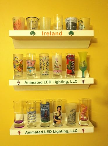 Image of Lighted LED Shot Glass Shelf (Raised Lettering)