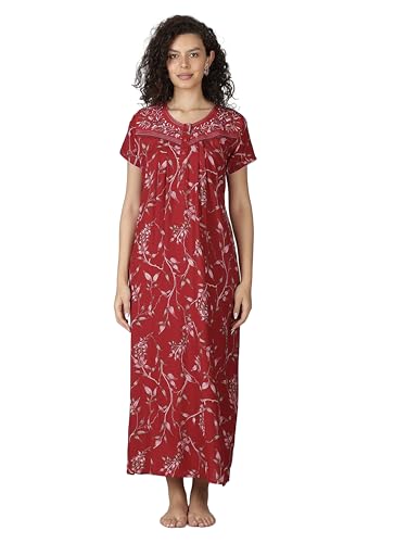 Image of 9shines Label Premium Alpine Maxi Designer Nighty | Floral Print Maxi for Women | Night wear for Women | | Full Length Night Gown for Women | Night Dress for Women Stylish (2467)