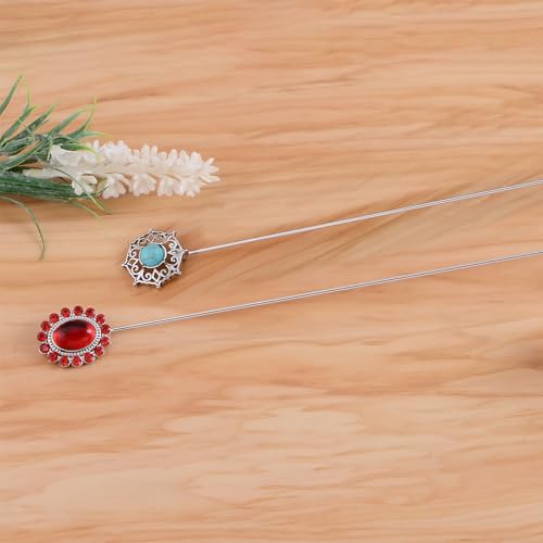 Image of Alilang 2Pcs Classic Hat Pins for Women and Lapel Brooch Set Vintage Style Decorative Stick Pins for Hats Suits Scarves Fitted Hats to Keep Hat in Place