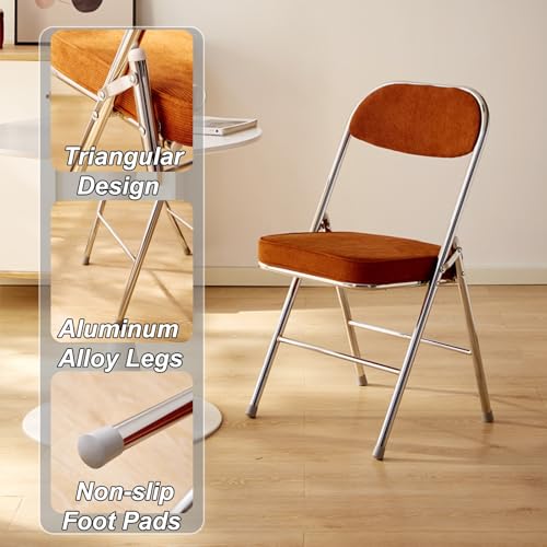 Chaise bureau pliable confortable en velours côtelé marron avec dossier épais