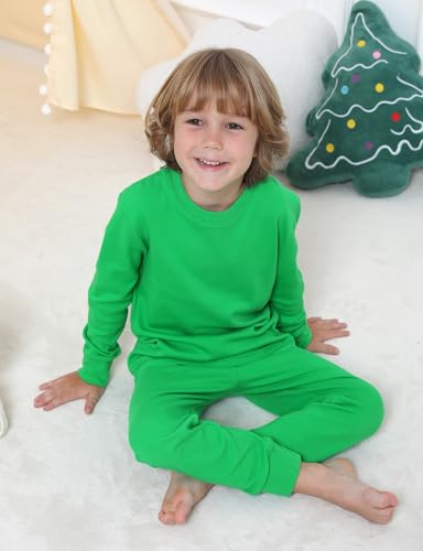 A&J DESIGN Pajamas Set for Kids 2-14 Years, 100% Cotton Solid Color 2 Piece Pjs4