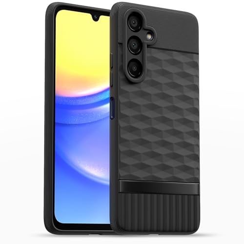Image of Pikkme Back Cover for Samsung Galaxy F15 5G / Samsung Galaxy M15 5G Camera Protection 3D Hexa Cube Design Silicone Protective Bumper Case (Black)