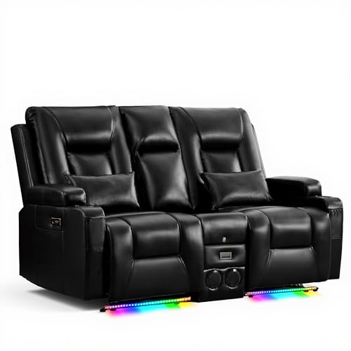 URRED Power Loveseat Recliner Sofa Flipped Backrest