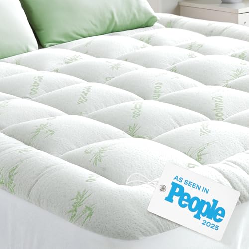 Image of Niagara Ultra Soft King Size Mattress Topper - Viscose Made from Bamboo Pillow Top Mattress Pad for Back Pain Relief - Naturally Cooling for Hot Sleepers, Green