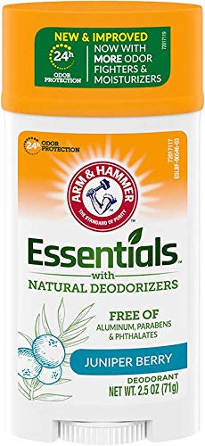 ARM & HAMMER Essentials Solid Deodorant, Clean(Juniper Berry), Wide Stick, 2.5 oz. (Pack of 3)