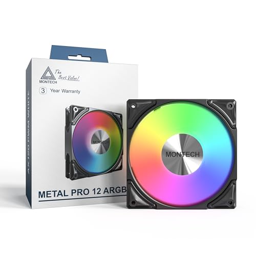 Image of MONTECH Metal PRO 12 ARGB 120mm PWM - High Static Pressure, Quiet RGB Fan with Fluid Dynamic Bearing - Black