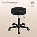 Yaheetech Rollhocker höhenverstellbar,Arbeitshocker Bürohocker 360° drehbar mit Rollen,Hocker Drehhocker 10 cm Dicke Polsterung 46-61.5 cm Sitzhöhe,Schwarz