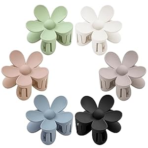 Flower Hair Clips 6 PCS Flower Claw Clips Daisy Clips for Women Matte Large Claw Clips Strong Hold Jaw Clamps Hair Accessories for Thick Hair 6 Colors