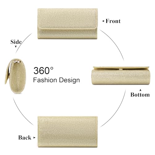 Image of RNIEGA Clutch Purses for Women, Evening Bag with Detachable Chain Ladies Sparkling Party Handbag Wedding Bags