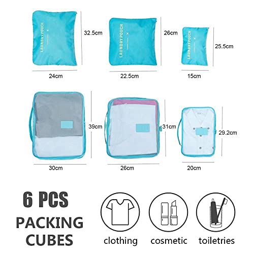 Image of Rojeam 6 Set Packing Cubes Multi-Functional Travel Storage Bags Clothing Sorting Packages