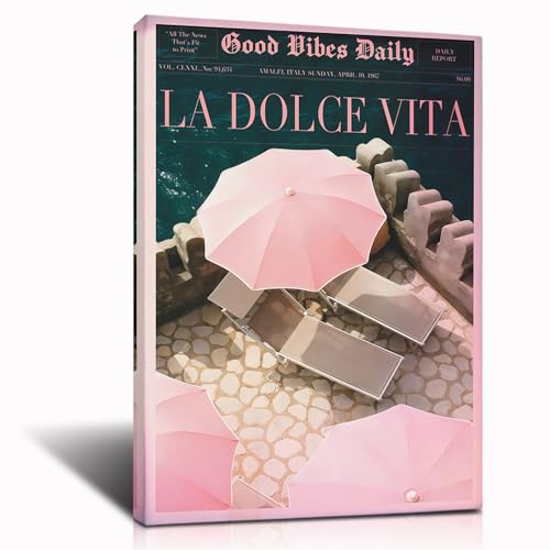 Vintage La Pink Poster,Trendy Beach Newspaper Print,Vintage Preppy Poster,Old Money