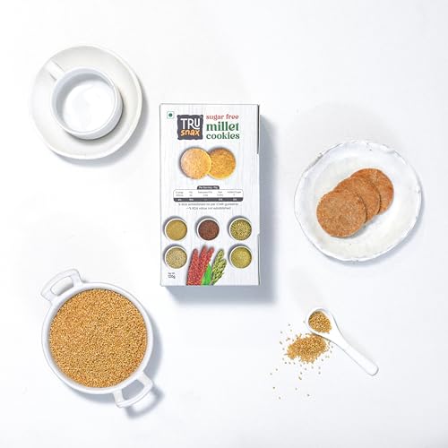 Image of TruSnax Sugarfree Almond Butter and Millet Cookies Combo | High in Fibre | Diabetic Friendly | No Preservatives | 360g(120 * 3)
