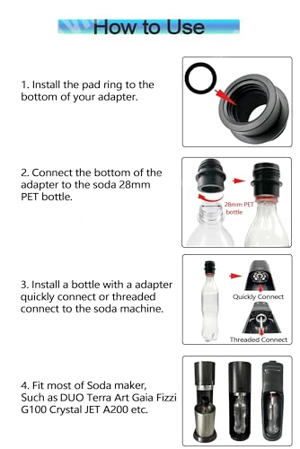Soda Machine PTE Water Bottle Adapter Compatible with Fizzi DUO Terra Art Gaia A200 G100 Soda Maker - Thumbnail 5