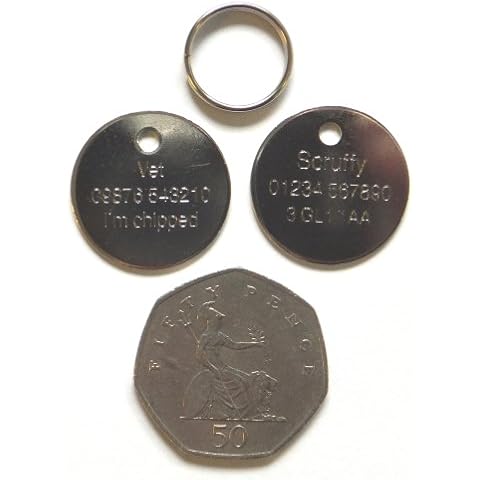 Carlton Trading Quality Pet Dog Cat ID Tags : Steel 22mm : FREE ENGRAVING Cover