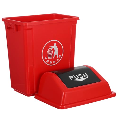Caneca de Basura Roja de Plástico 10 l con Tapa Basculante