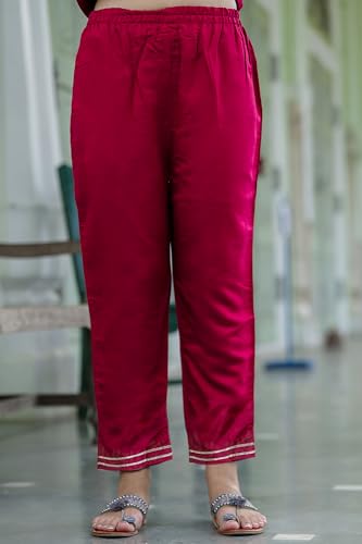 Image of VredeVogel Women's Silk Blend Embroidered Kurta with Pant & Dupatta Set