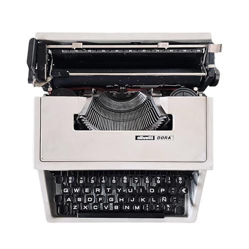 Máquina de Escribir Olivetti Dora portátil Vintage 70s con Teclas en Castellano (ñ) Completamente Funcional revisada con Servicio técnico Profesional con Estuche Original