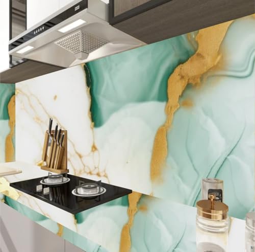 Image of D-fix Marble Peel and Stick Wallpaper for Home Decor, Waterproof Self-Adhesive Wall Stickers for Kitchen, Bathroom, Living Room - Wall Paper (60X200 CM (Green Gold)